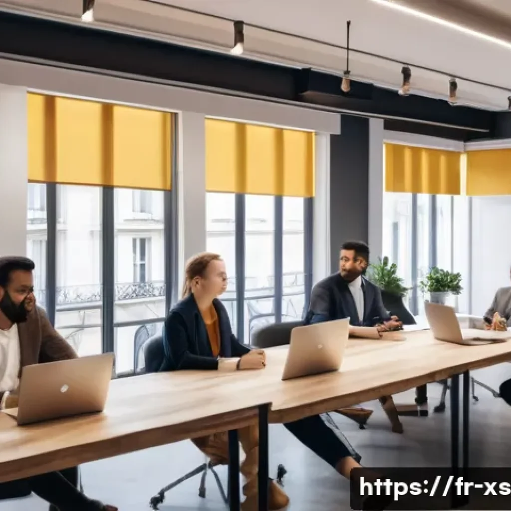 문제해결 중심 포지셔닝의 시행착오 사례 - A professional business meeting scene in a modern French office with diverse startup team members at...